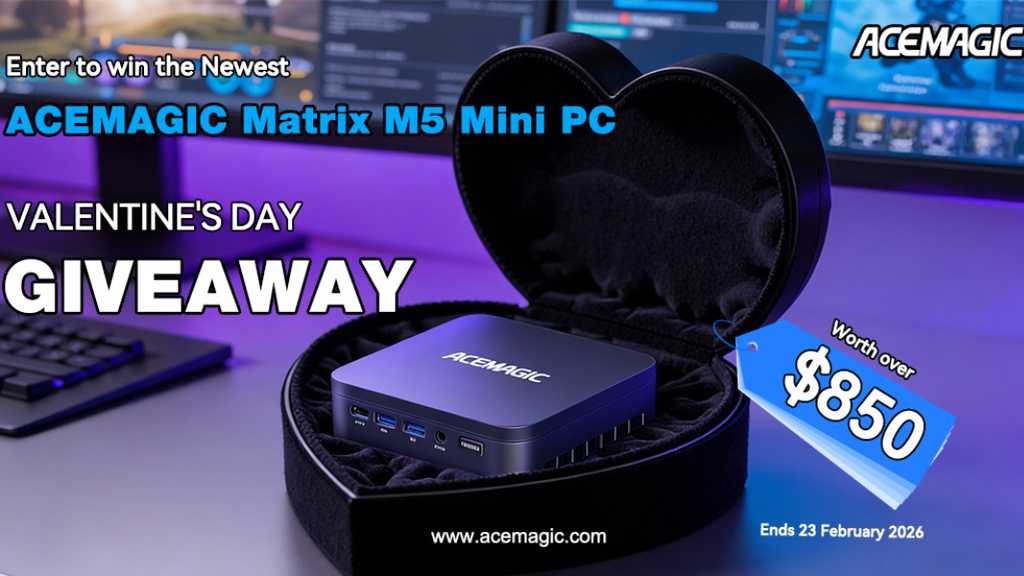 ACEMAGIC Valentine Giveaway 2026: Win the New Matrix M5 Mini PC Today