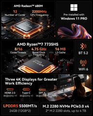 ACEMAGIC M1 AMD Ryzen™ 7 6800H/7735HS Mini PC