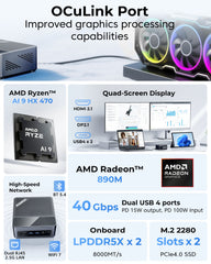 ACEMAGIC F5A AMD Ryzen™ AI 9 HX 470 Mini PC