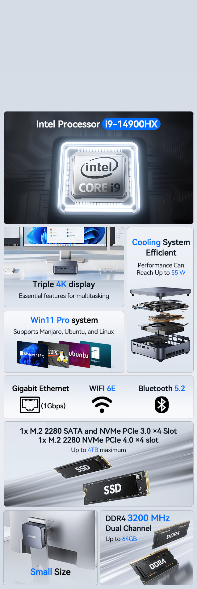 ACEMAGIC M5 Intel® Core™ i9-14900HX/i7-14650HX Mini PC