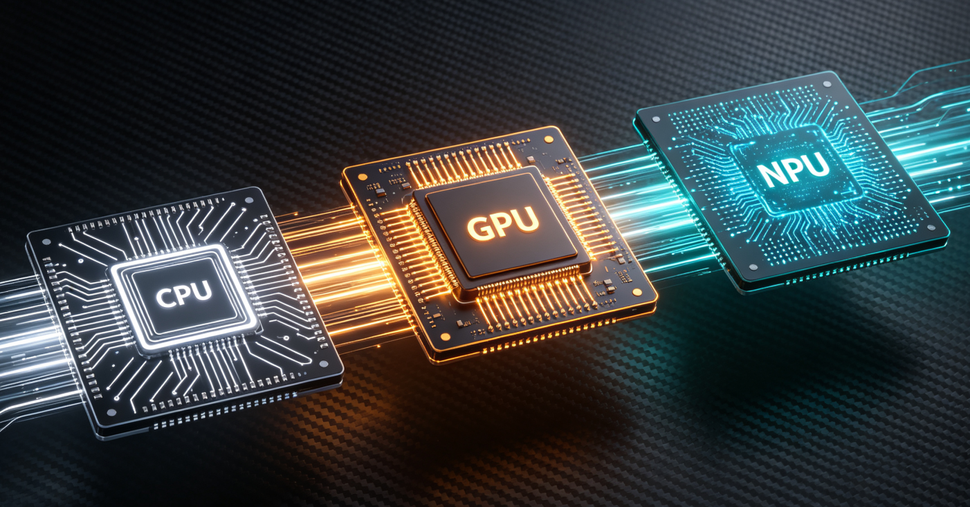 CPU vs GPU vs neural processor comparison diagram